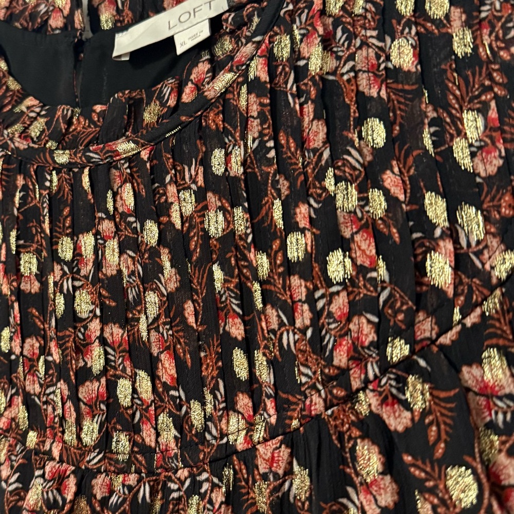 LOFT Print Shimmering Floral Blouse - Picture 2 of 7